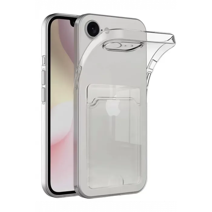 Newface iPhone 16E Kılıf Kart Şeffaf Silikon - Şeffaf