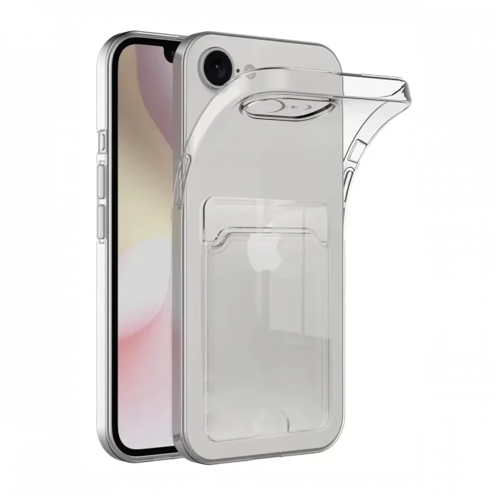 Newface iPhone 16E Kılıf Kart Şeffaf Silikon - Şeffaf