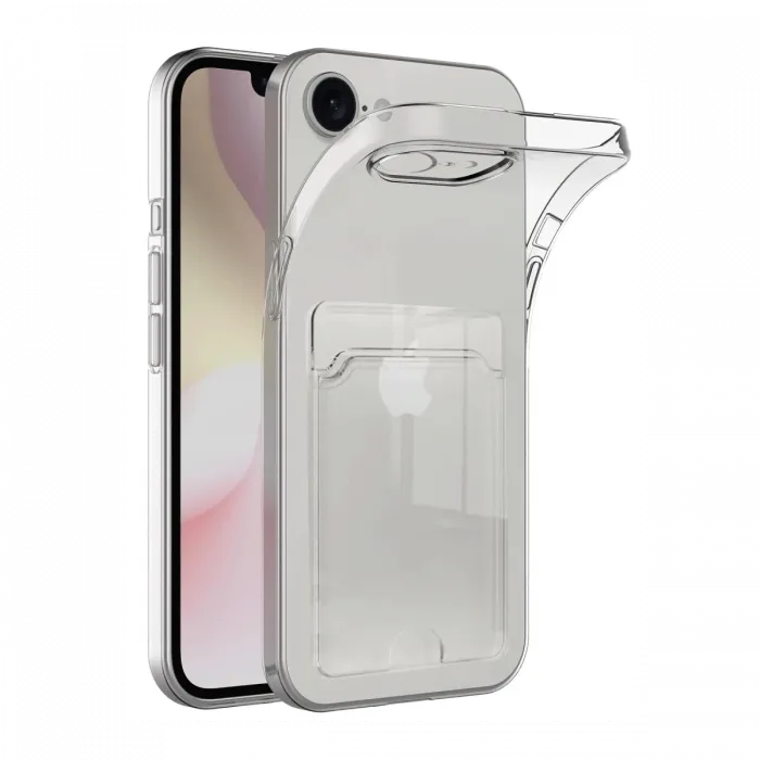 Newface iPhone 16E Kılıf Kart Şeffaf Silikon - Şeffaf