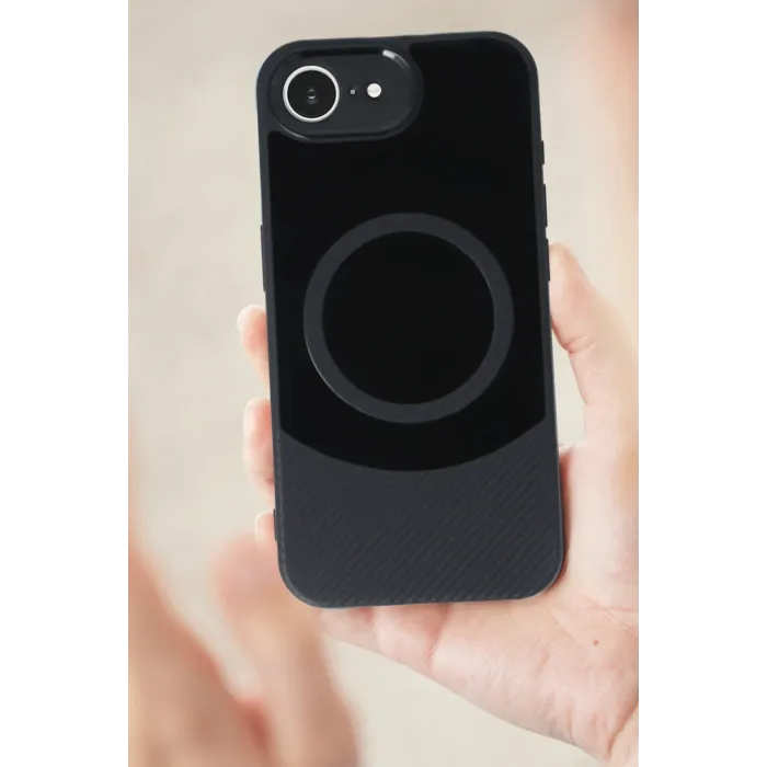 Newface iPhone 16E Kılıf Maya Karbon Kapak - Siyah