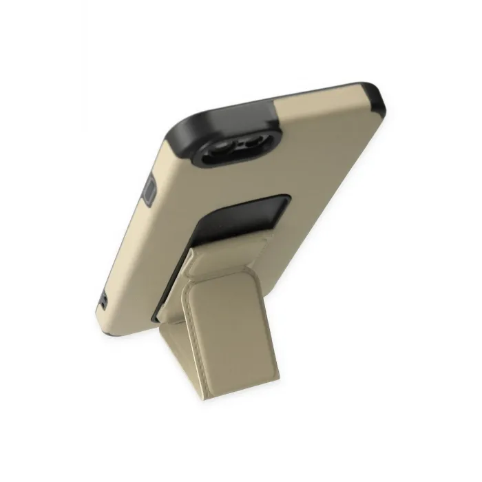 Newface iPhone 6 Kılıf Mega Standlı Silikon - Gold