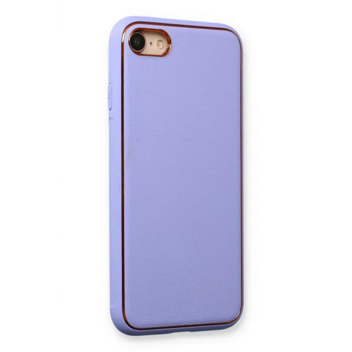 Newface iPhone 7 Kılıf Coco Deri Silikon Kapak - Açık Lila