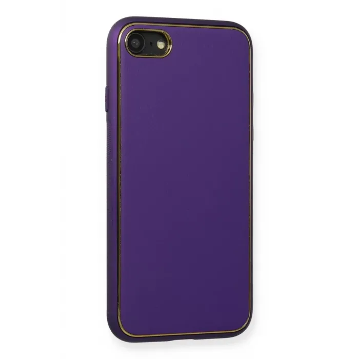Newface iPhone 7 Kılıf Coco Deri Silikon Kapak - Mor