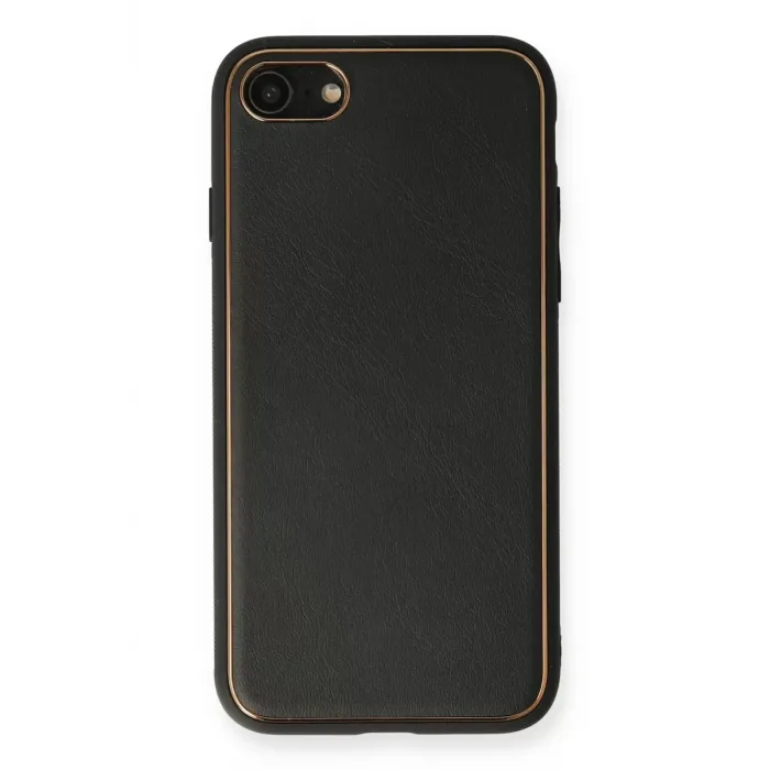 Newface iPhone 7 Kılıf Coco Deri Silikon Kapak - Siyah
