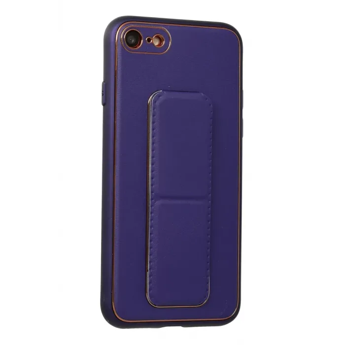 Newface iPhone 7 Kılıf Coco Deri Standlı Kapak - Mor
