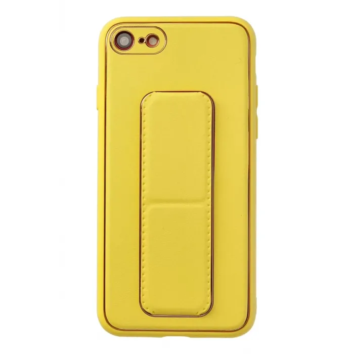 Newface iPhone 7 Kılıf Coco Deri Standlı Kapak - Sarı