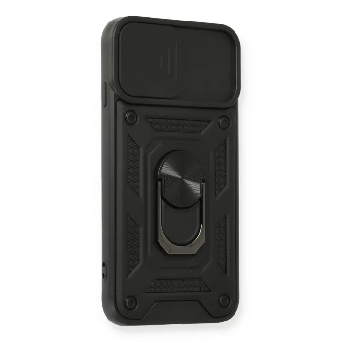 Newface iPhone 7 Kılıf Pars Lens Yüzüklü Silikon - Siyah