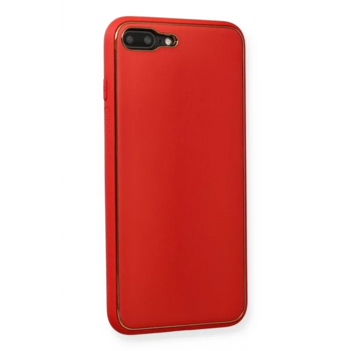 Newface iPhone 7 Plus Kılıf Coco Deri Silikon Kapak - Kırmızı