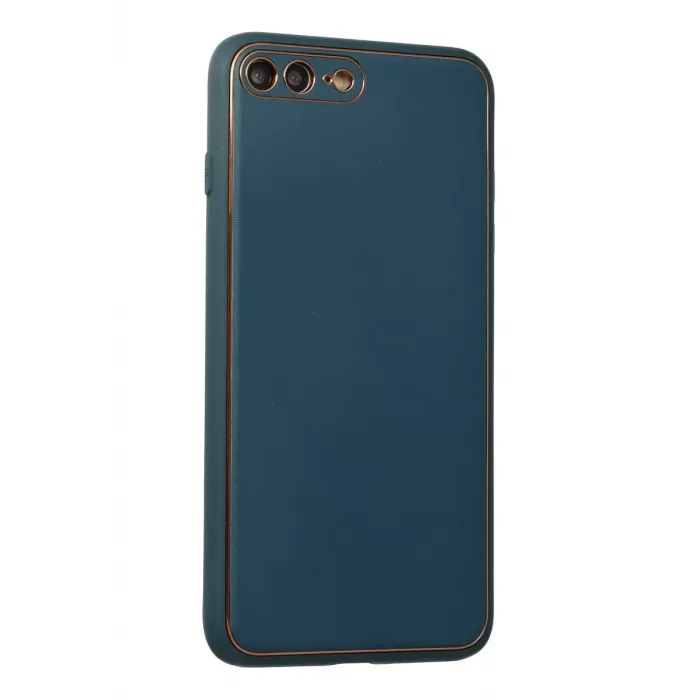 Newface iPhone 7 Plus Kılıf Coco Deri Silikon Kapak - Mavi