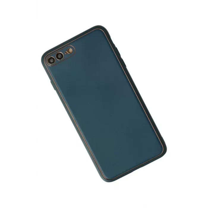 Newface iPhone 7 Plus Kılıf Coco Deri Silikon Kapak - Mavi