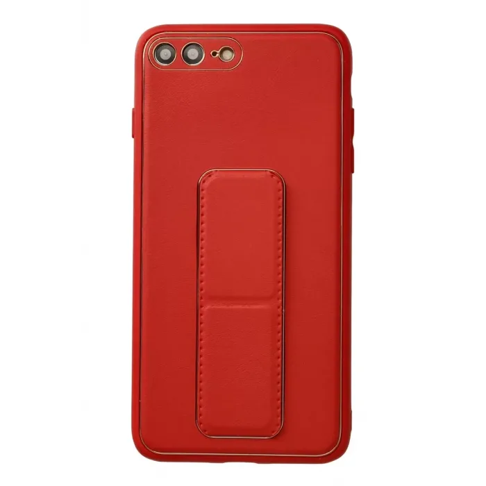 Newface iPhone 7 Plus Kılıf Coco Deri Standlı Kapak - Kırmızı