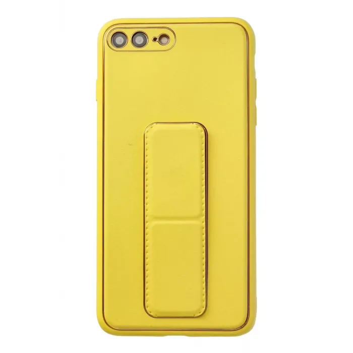 Newface iPhone 7 Plus Kılıf Coco Deri Standlı Kapak - Sarı