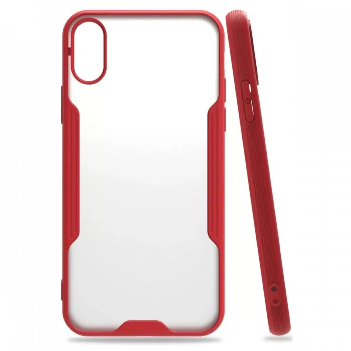 Newface iPhone X Kılıf Platin Silikon - Kırmızı