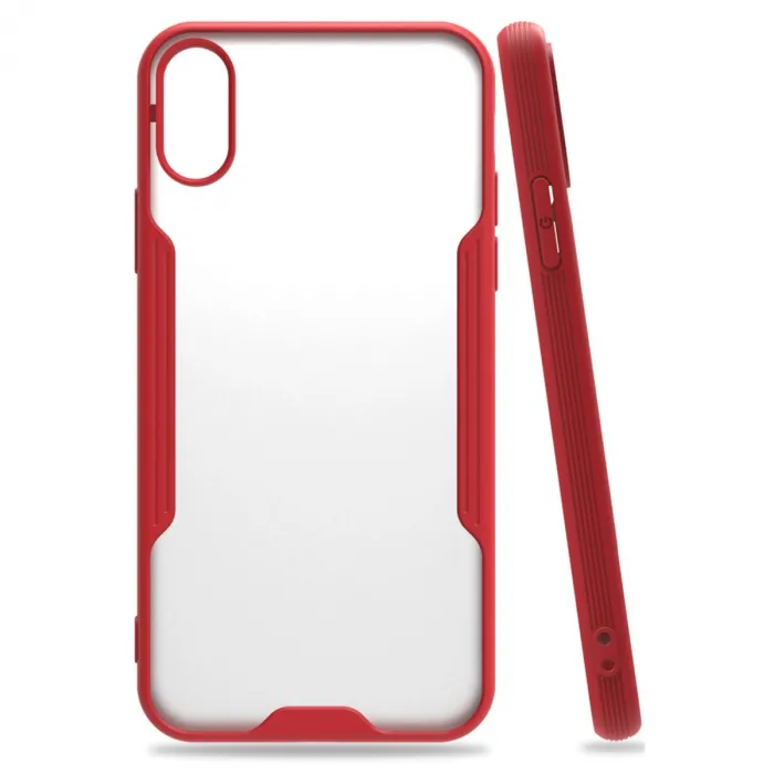 Newface iPhone X Kılıf Platin Silikon - Kırmızı