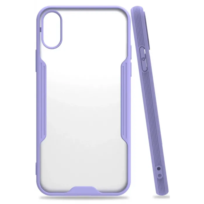 Newface iPhone X Kılıf Platin Silikon - Lila