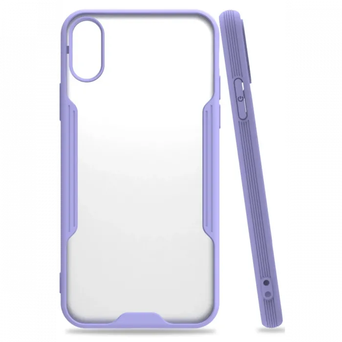 Newface iPhone X Kılıf Platin Silikon - Lila