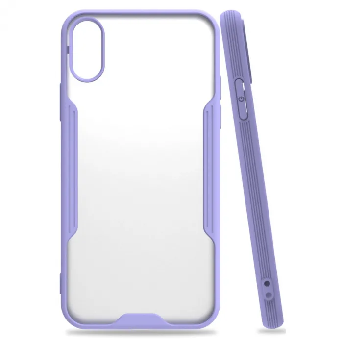 Newface iPhone X Kılıf Platin Silikon - Lila