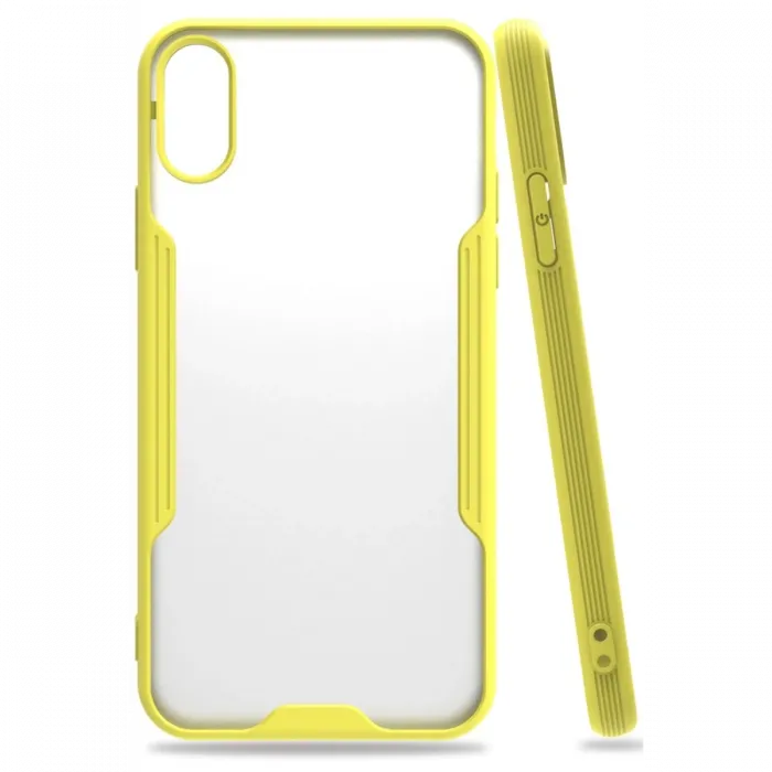 Newface iPhone X Kılıf Platin Silikon - Sarı