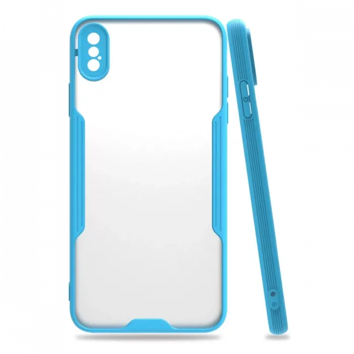 Newface iPhone XS Max Kılıf Platin Silikon - Mavi