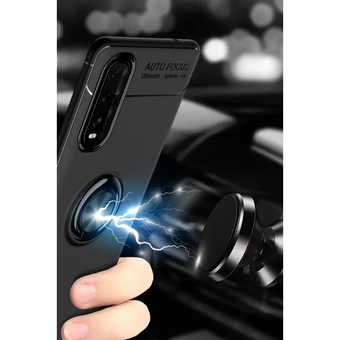 Newface Oppo Find X2 Kılıf Range Yüzüklü Silikon - Siyah