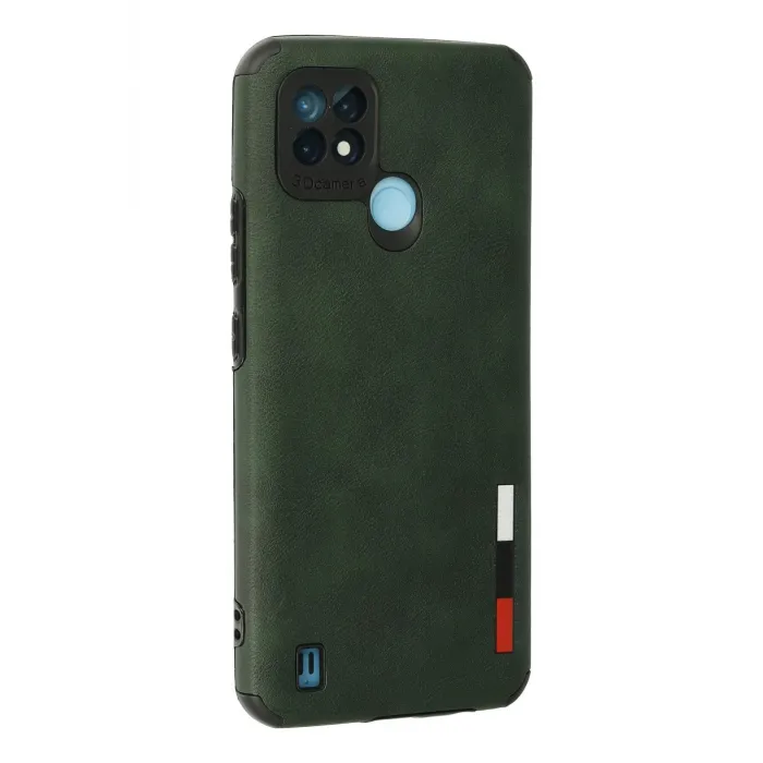 Newface Realme C21 Kılıf Loop Deri Silikon - Yeşil