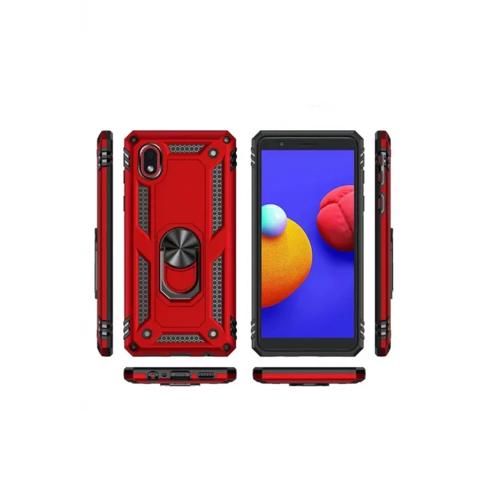 Newface Samsung Galaxy A01 Core Kılıf Sofya Yüzüklü Silikon Kapak - Kırmızı