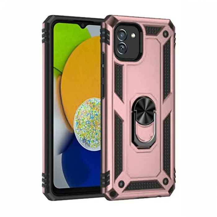 Newface Samsung Galaxy A03 Kılıf Sofya Yüzüklü Silikon Kapak - Rose