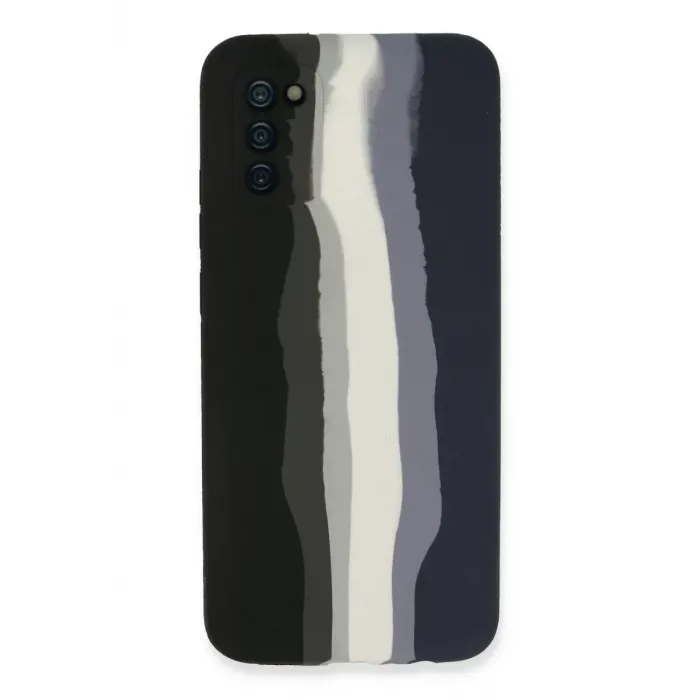 Newface Samsung Galaxy A03S Kılıf Ebruli Lansman Silikon - Siyah-Lacivert