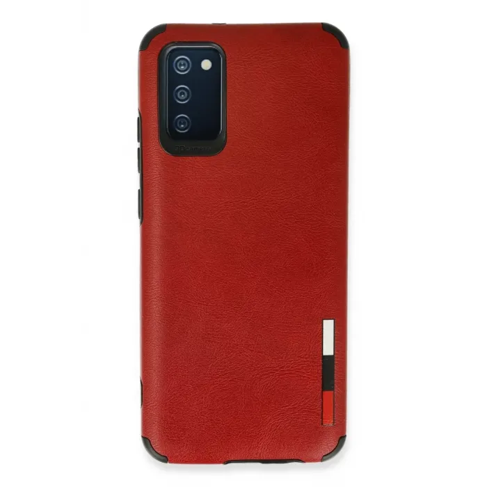 Newface Samsung Galaxy A03S Kılıf Loop Deri Silikon - Kırmızı