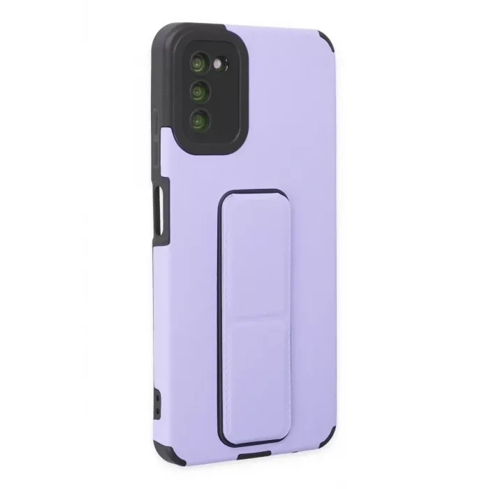 Newface Samsung Galaxy A03S Kılıf Mega Standlı Silikon - Lila