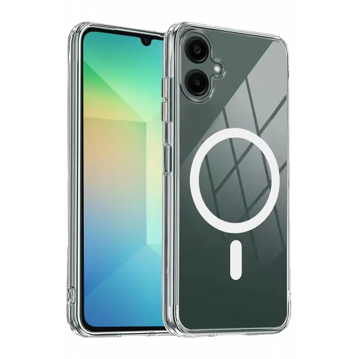 Newface Samsung Galaxy A06 Combo Sert Şeffaf Magsafe Kapak - Şeffaf