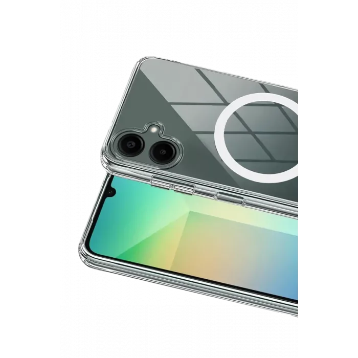 Newface Samsung Galaxy A06 Combo Sert Şeffaf Magsafe Kapak - Şeffaf