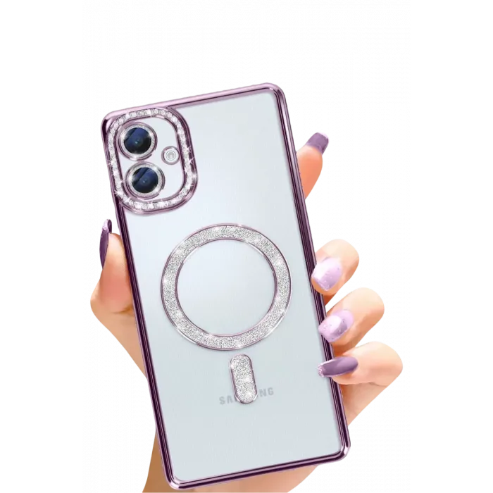Newface Samsung Galaxy A06 Joke Simli Magneticsafe Kılıf - Derin Mor