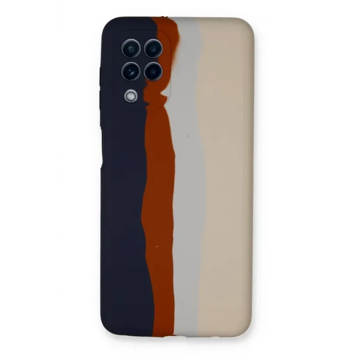Newface Samsung Galaxy A22 Kılıf Ebruli Lansman Silikon - Lacivert-Krem