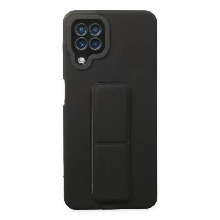 Newface Samsung Galaxy A22 Kılıf Mega Standlı Silikon - Siyah
