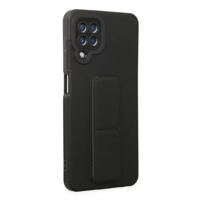 Newface Samsung Galaxy A22 Kılıf Mega Standlı Silikon - Siyah