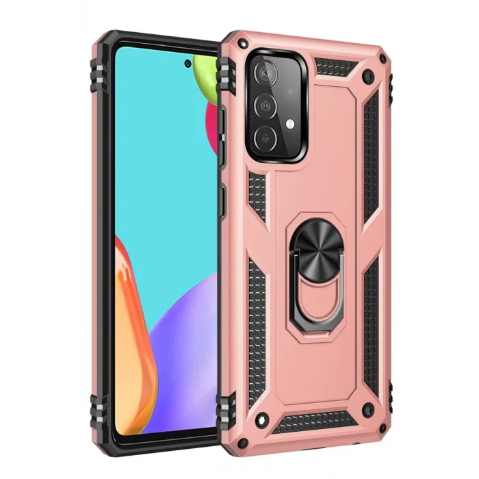 Newface Samsung Galaxy A32 Kılıf Sofya Yüzüklü Silikon Kapak - Rose