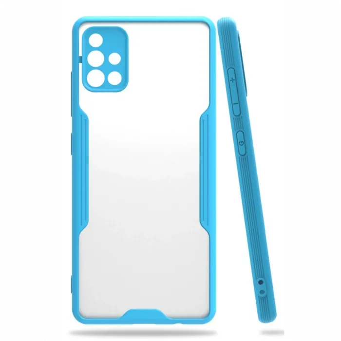 Newface Samsung Galaxy A71 Kılıf Platin Silikon - Mavi