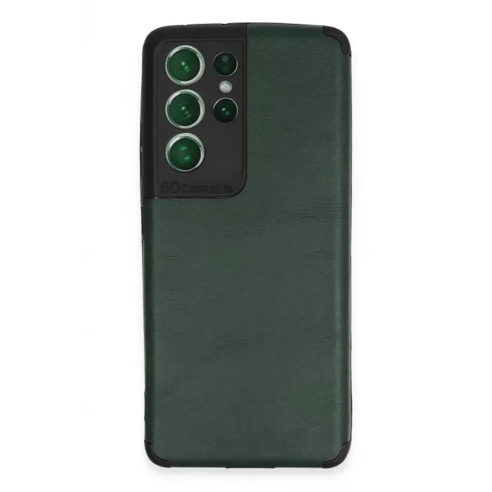 Newface Samsung Galaxy S21 Ultra Kılıf Loop Deri Silikon - Yeşil