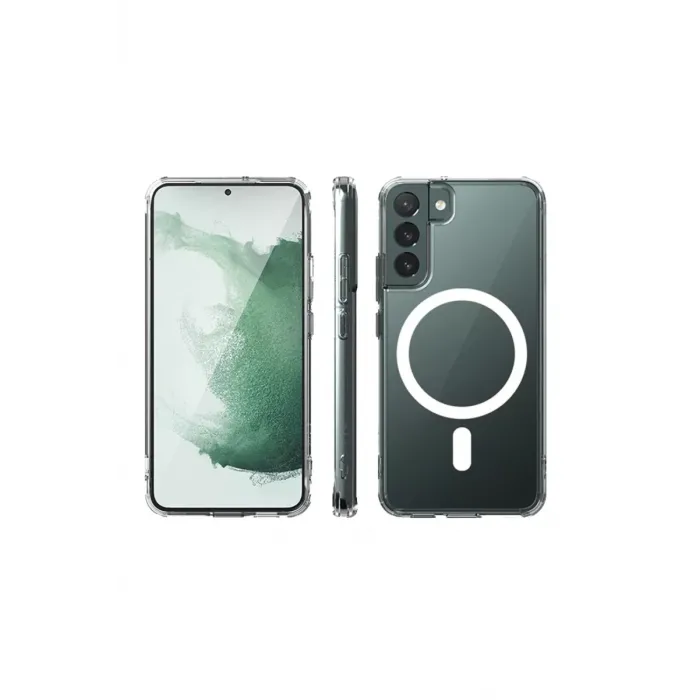 Newface Samsung Galaxy S22 Plus Kılıf Magneticsafe Şeffaf Silikon - Şeffaf