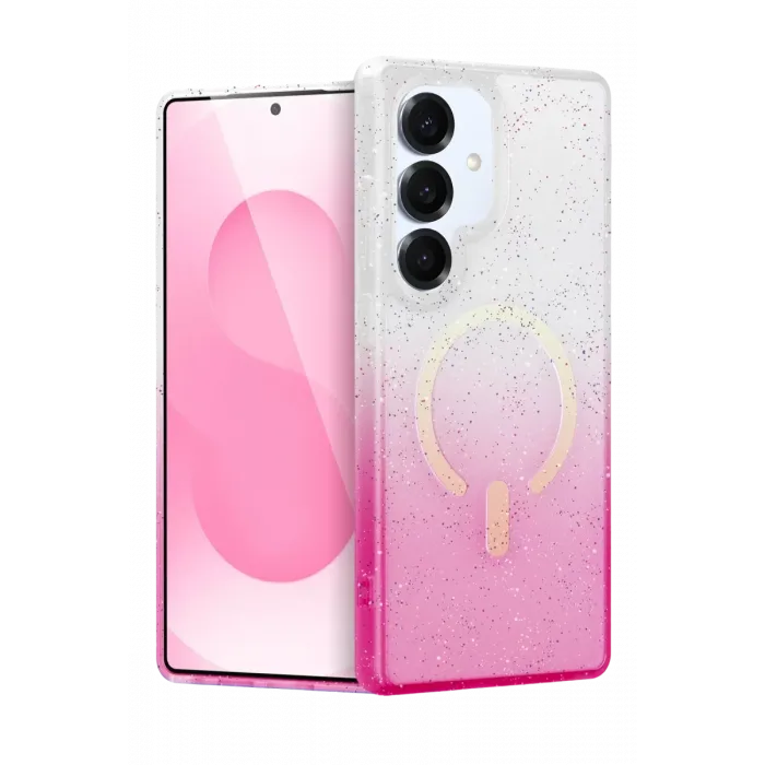 Newface Samsung Galaxy S25 Pummel Shiny Magsafe Kapak - Pembe