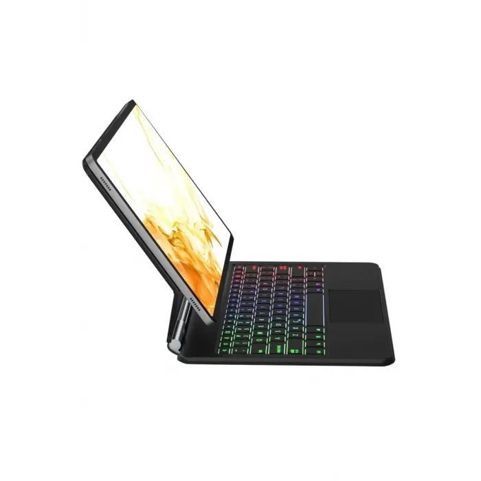 Newface Samsung Galaxy T870 Tab S7 11 Kılıf Eternal Ledli Klavyeli Tablet Kılıfı - Siyah