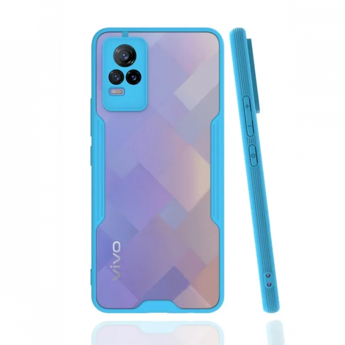 Newface Vivo V21e Kılıf Platin Silikon - Mavi