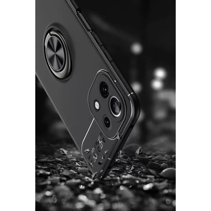 Newface Xiaomi Mİ 11 Lite Kılıf Range Yüzüklü Silikon - Siyah