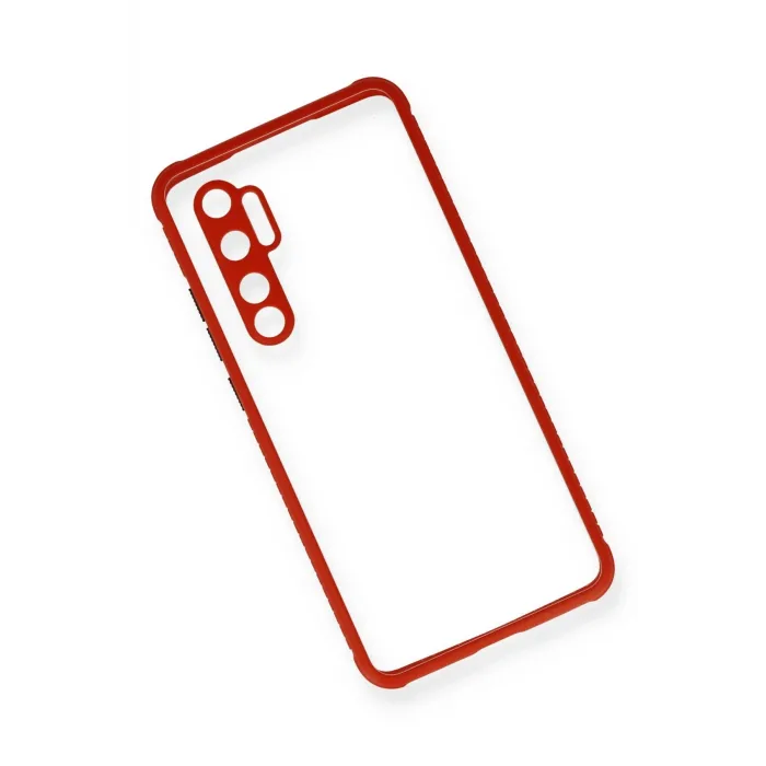 Newface Xiaomi Mi Note 10 Lite Kılıf Miami Şeffaf Silikon - Kırmızı