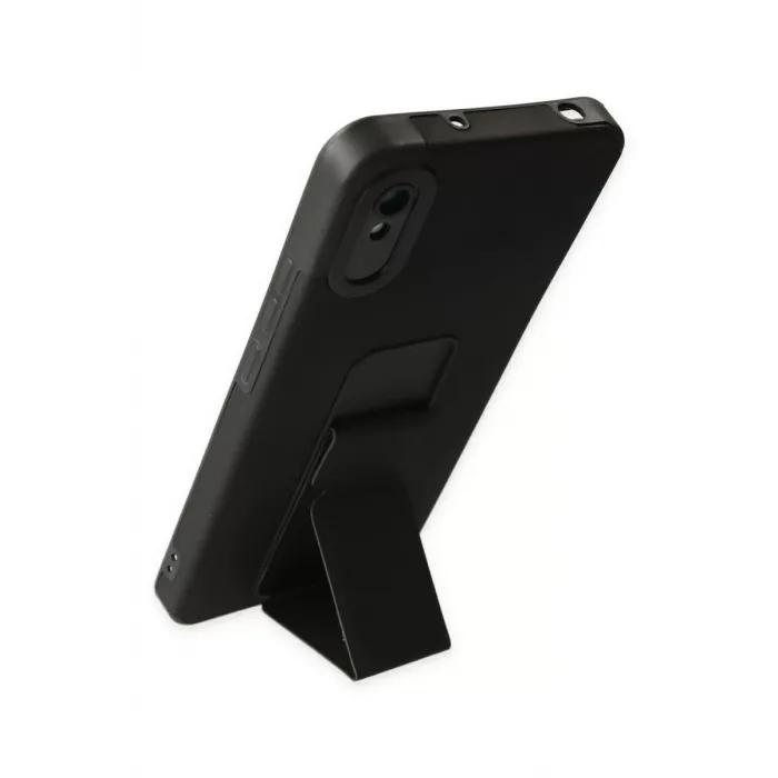 Newface Xiaomi Redmi 9A Kılıf Mega Standlı Silikon - Siyah