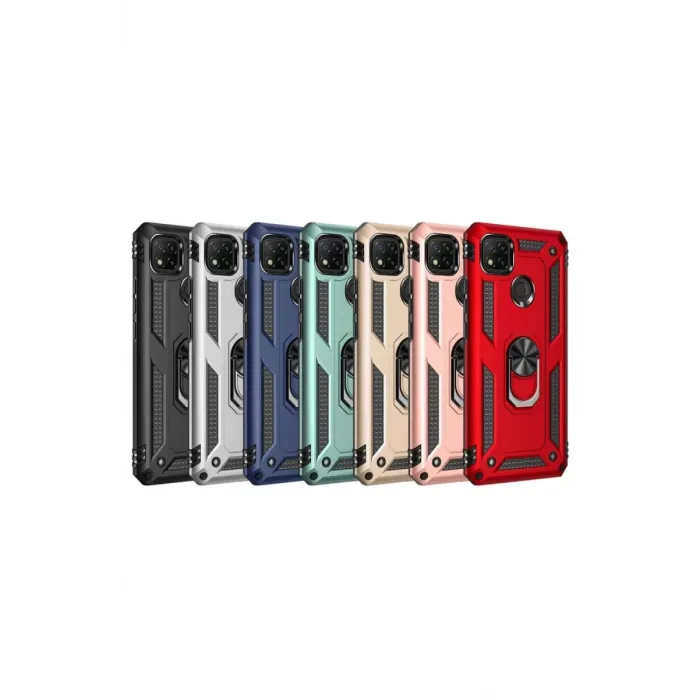 Newface Xiaomi Redmi 9C Kılıf Sofya Yüzüklü Silikon Kapak - Gold