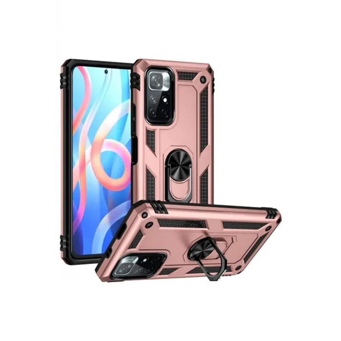 Newface Xiaomi Redmi Note 11T Kılıf Sofya Yüzüklü Silikon Kapak - Rose