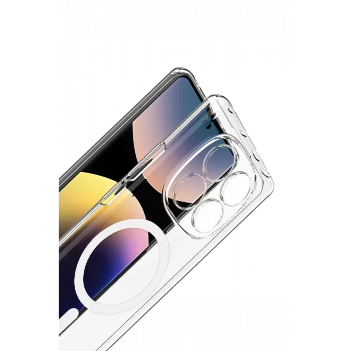 Newface Xiaomi Redmi Note 14 Pro 4G Combo Sert Şeffaf Magsafe Kapak - Şeffaf