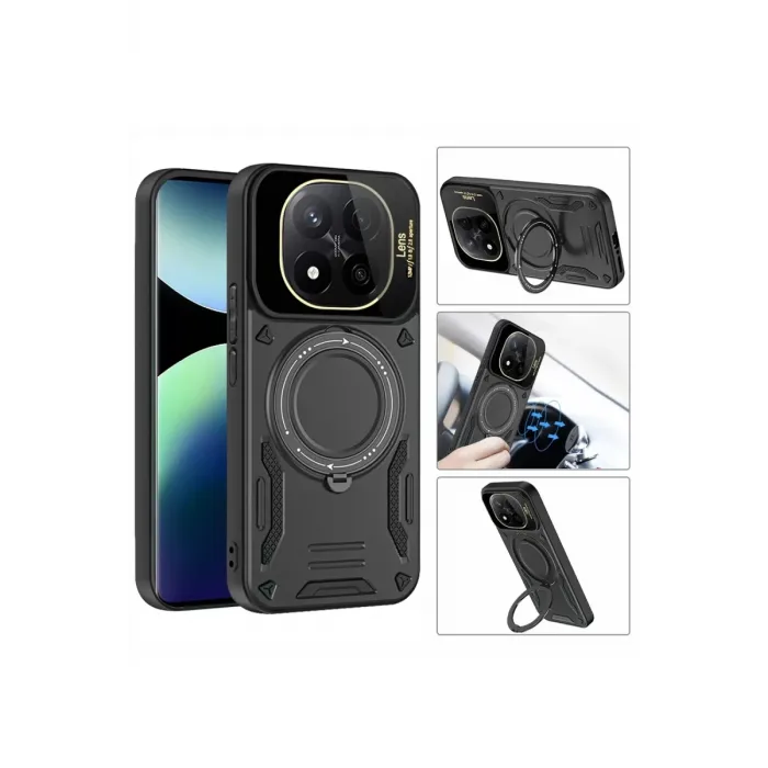Newface Xiaomi Redmi Note 14 Pro Plus Kılıf Joy Lens Standlı Kapak - Mor